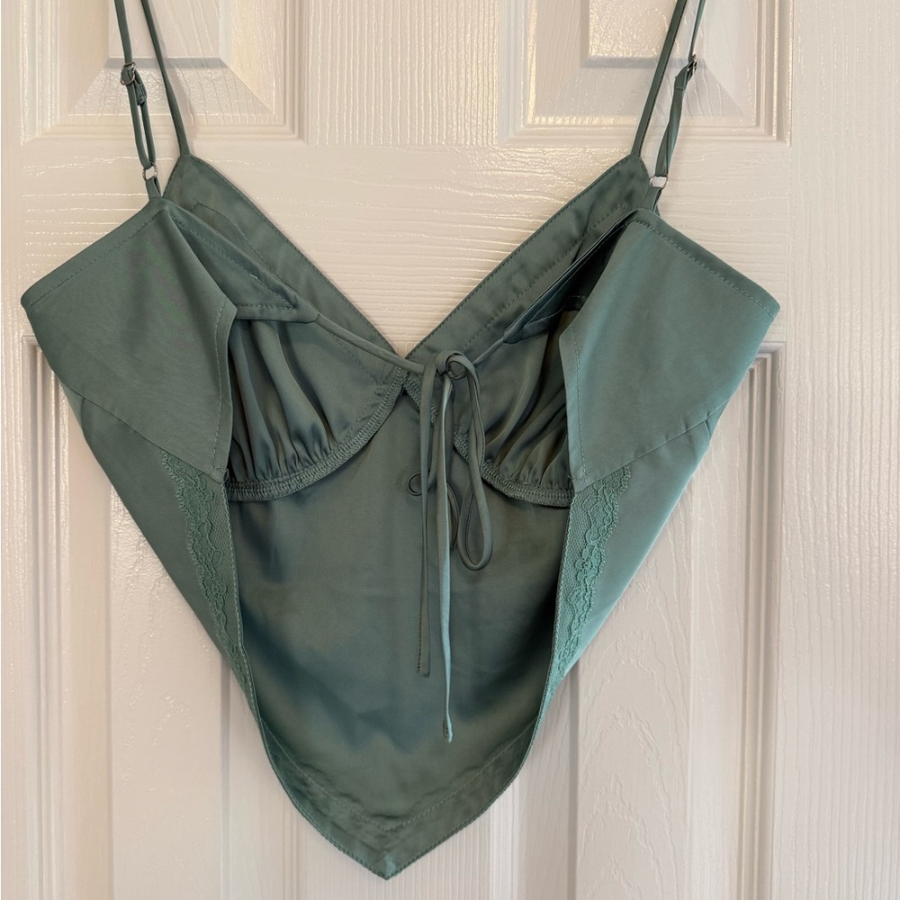 Mable Green Lace Trim Camisole - Picture 2 of 3